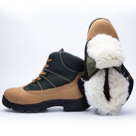 Wool Boots Men's Fleece-lined Thickened Fur (Option: Green-38)