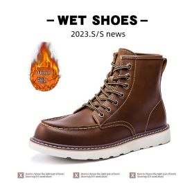 Vintage Martin Boots Fleece-lined Worker Boot Male (Option: 20817 Brown With Velvet-48)
