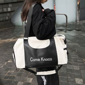 Gym Bag Men's And Women's Fashion Street Fashion Portable Shoulder Bag (Option: White And Black-43 × 20 × 26)