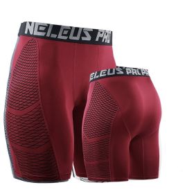 Sports Shorts Running Cycling Basketball Breathable Summer Slimming Stretch Casual Printing Quick-drying Men's Skin-tight Shorts (Option: Red-XL)