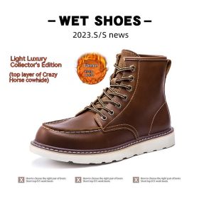 Vintage Martin Boots Fleece-lined Worker Boot Male (Option: Top Layer Brown Velvet-38)