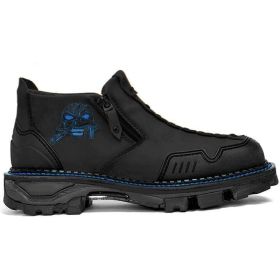 Men's Fashion Halloween Skull Booties (Option: Blue-38)