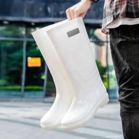 Men's Fashion Outer Wear High Tube Rubber Boots (Option: White-42)