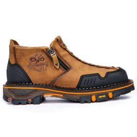 Men's Fashion Halloween Skull Booties (Option: Yellow-40)