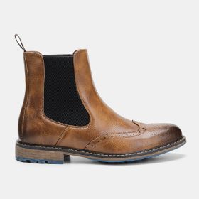 Chelsea Boots Men's Retro Sleeve Mid-top Carved Outer (Option: AL664-50)