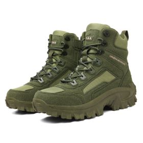 Combat Fall Winter Men High-top Outdoor Training Combat Hiking Desert Warm Snow Boots (Option: Army Green Boots-40)