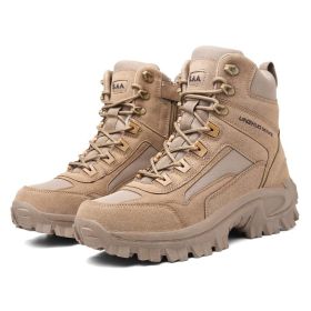 Combat Fall Winter Men High-top Outdoor Training Combat Hiking Desert Warm Snow Boots (Option: Sand Military Boots-40)