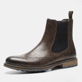 Chelsea Boots Men's Retro Sleeve Mid-top Carved Outer (Option: AL661-50)