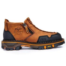 Men's Fashion Halloween Skull Booties (Option: Orange Brown-40)